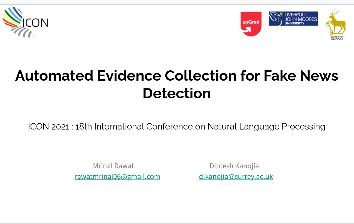 Automated Evidence Collection for Fake News Detection | Diptesh Kanojia