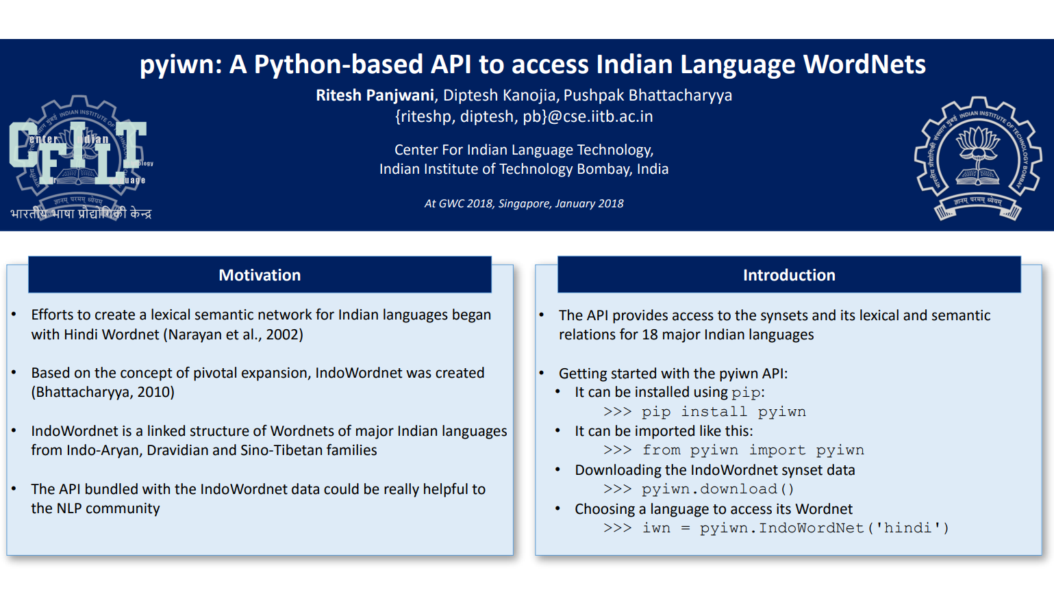 pyiwn: A Python-based API to access Indian Language WordNets | Diptesh ...